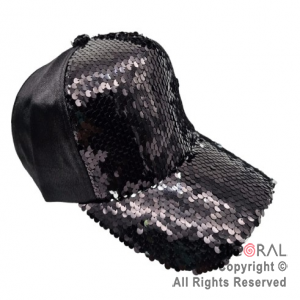 SOMBRERO GORRA TRUCKER LENTEJUELAS PREMIUM NEGRO CAP x 1